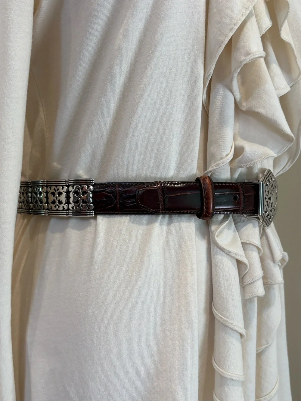 Vintage Brighton Brown Leather Belt with Silver Conchos size Medium / 30